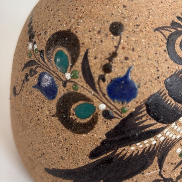 Mexican Tonala art stoneware pottery owl vase - Picture 8 of 15
